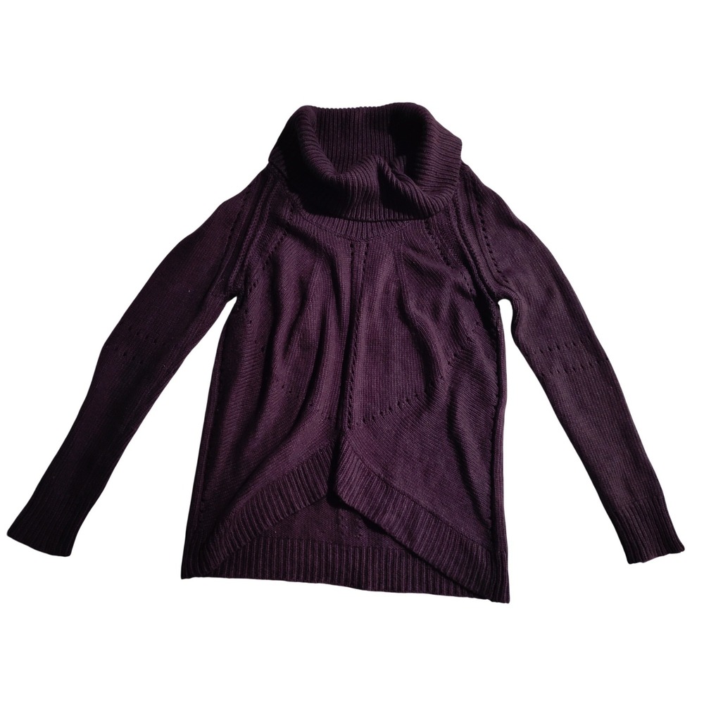 Ann Taylor‎ LOFT Purple Cowl Neck Knit Sweater Womens XL Long Sleeve Plum Solid